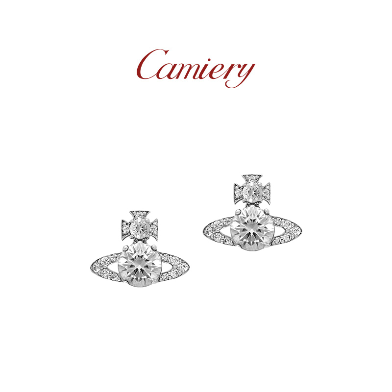 CAMIERY西太后满钻土星耳钉女士2025新款爆款轻奢高级感气质大气