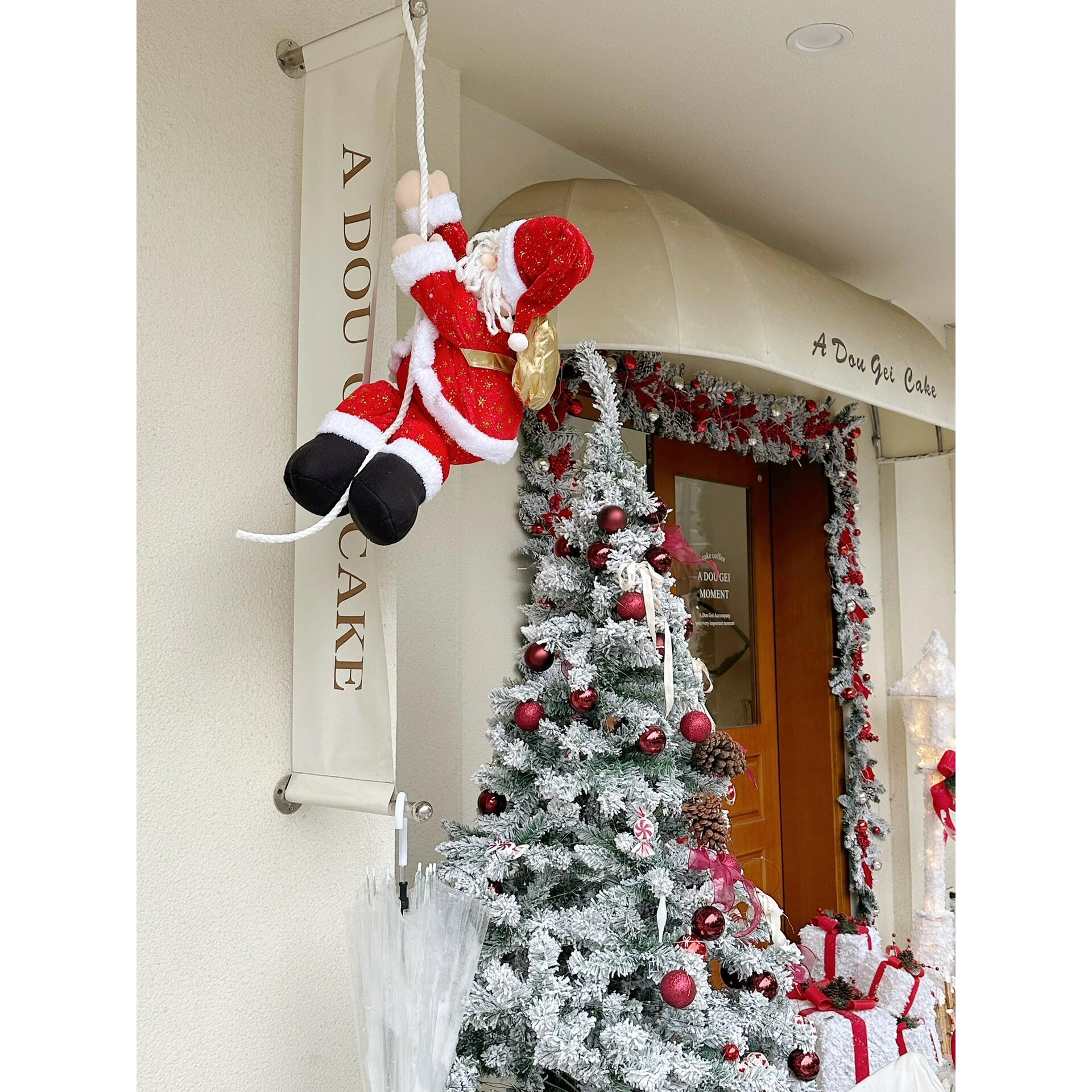 圣诞老人爬绳玩偶圣诞节装饰玩偶店铺窗户场景布置氛围感创意挂饰