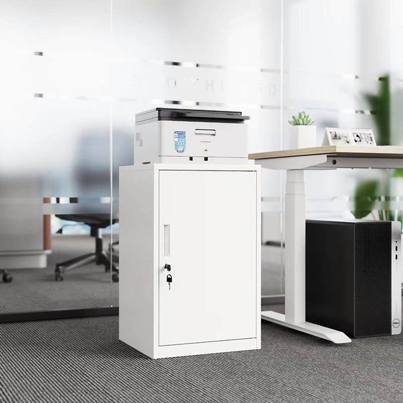 白色钢制矮柜办公室储物柜带锁文件柜简约百搭的小柜子墙角夹缝柜