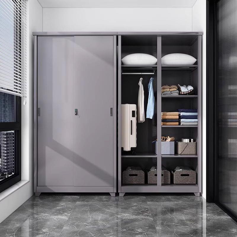 家用钢制阳台储物柜卧室推拉门衣柜户外防水防晒置物柜杂物收纳柜