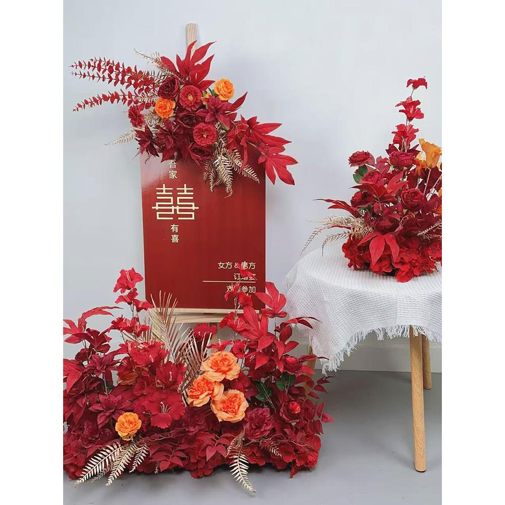 婚庆仿真花周岁布置订婚花艺摆件婚礼地排花假花装饰迎宾花路引花