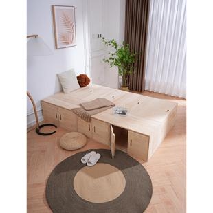 定制木箱拼床实木榻榻米储物箱小户型组合飘窗加宽拼接床箱收纳柜