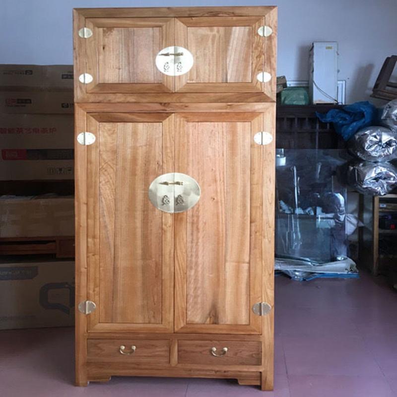 中式香樟木卧室大衣柜实木顶箱柜组合家具 4门整装原木储物柜仿古