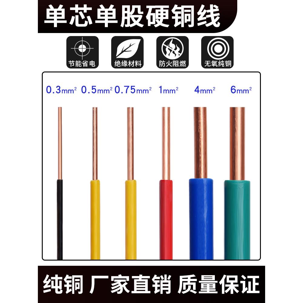 0.75单股铜线1硬BV0.30.5飞线导线电子线平方AV单芯电线电路板