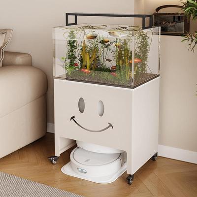 扫地机上方置物架带轮子扫地机器人基站遮挡柜隐藏收纳柜沙发边柜