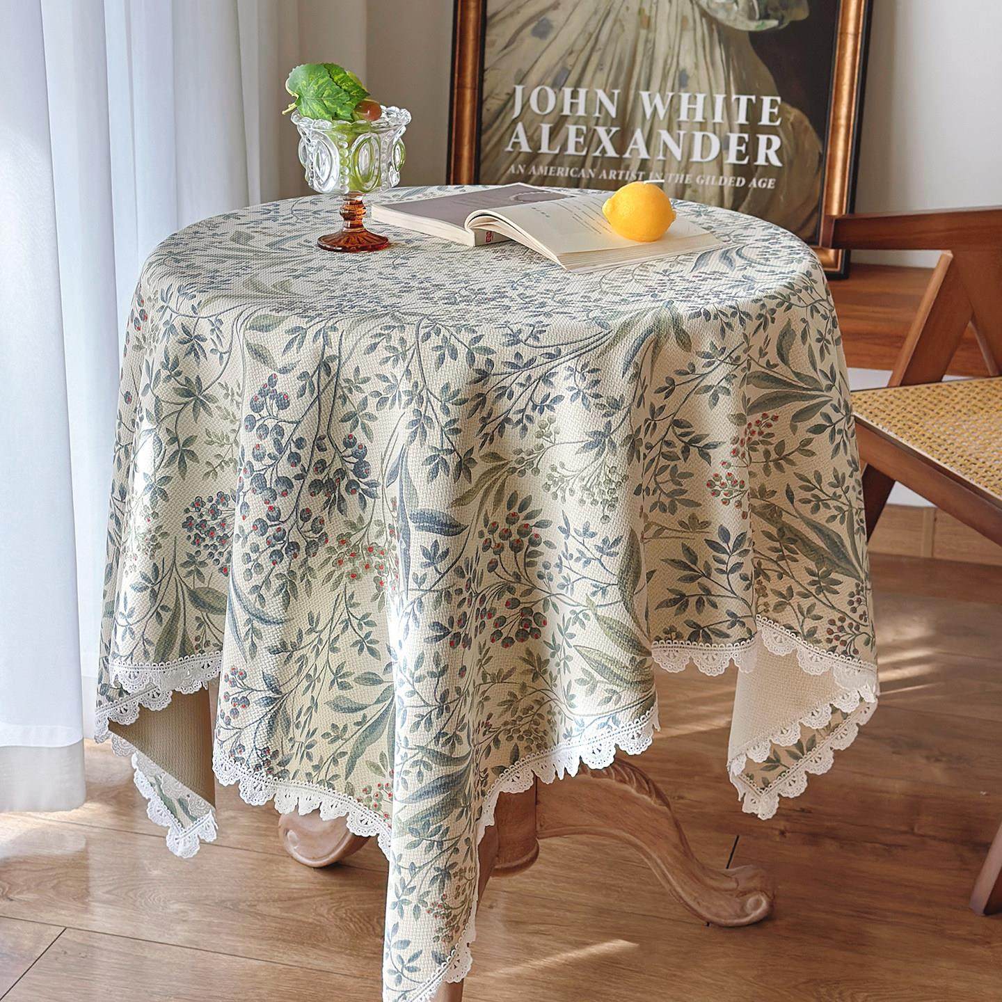 法式复古轻奢高级感桌布美式小清新印花田园风餐桌布艺茶几圆桌布,居家布艺,桌布,淘宝优惠券,粉丝福利购,淘宝优惠卷