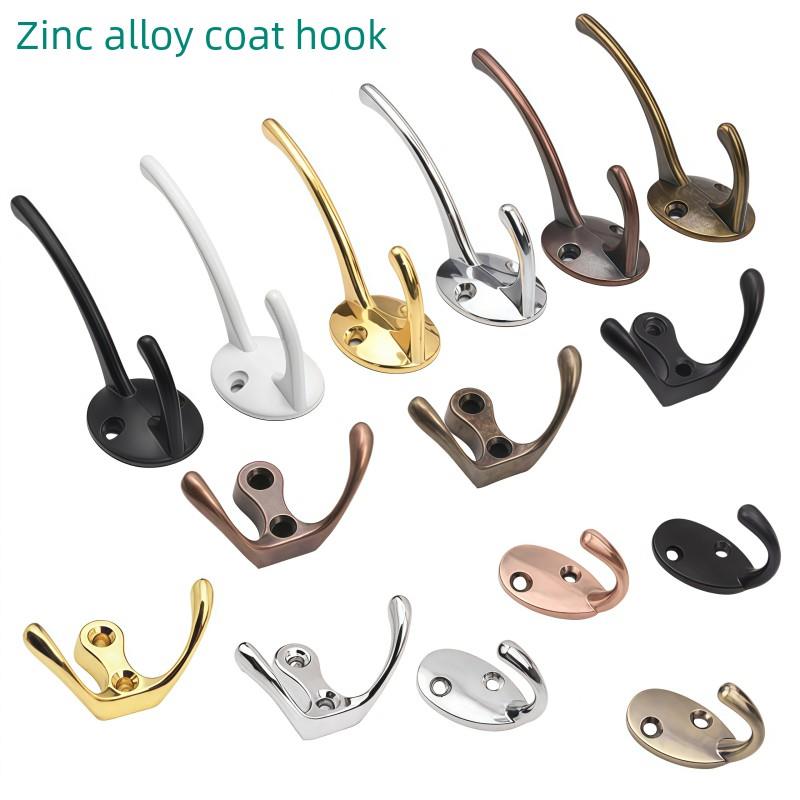 加厚锌合金挂钩门后衣服浴室单钩排钩挂衣钩橱房衣帽钩双个壁挂钩