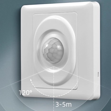 86型人体感应开关面板220v人走灯灭光感光控楼道控制器红外线延时