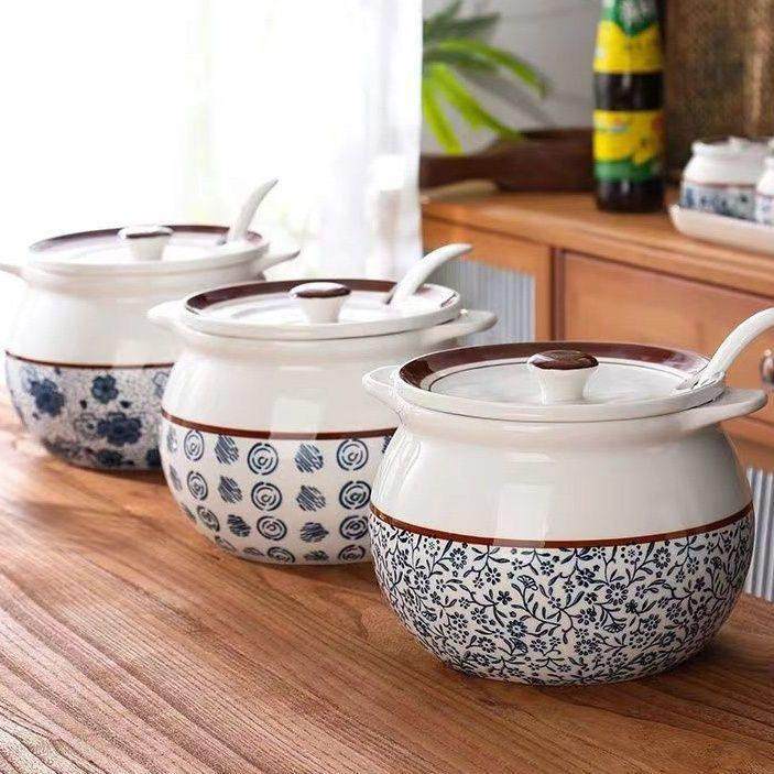 网红红油罐子耐高温猪油罐带盖把手防烫油泼辣子调料罐釉下彩封闭,厨房/烹饪用具,猪油罐,淘宝优惠券,粉丝福利购,淘宝优惠卷