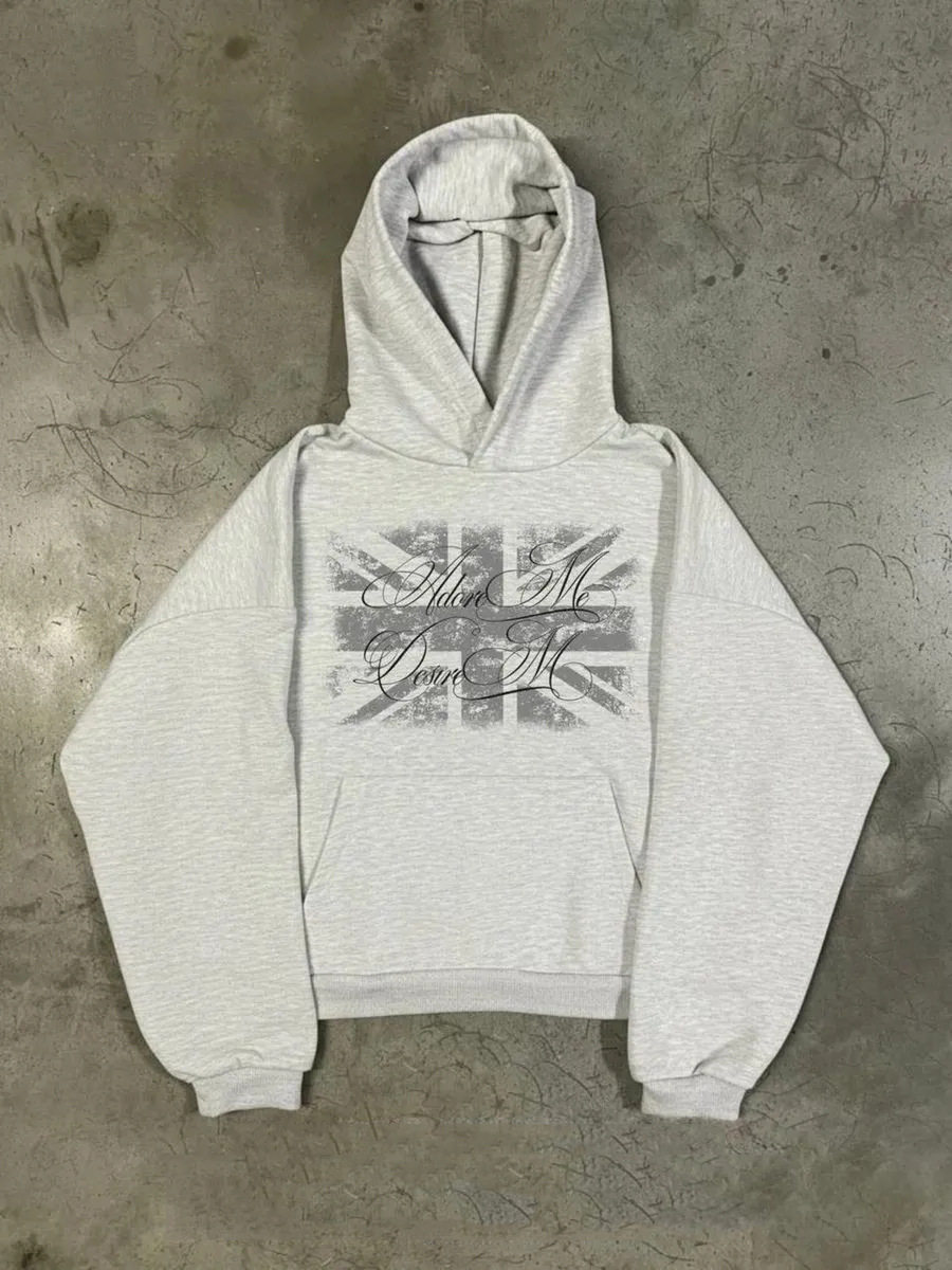 thumbnail for DIY American street trend style wear autumn and winter new skull print loose casual hooded sweatshirt y2k