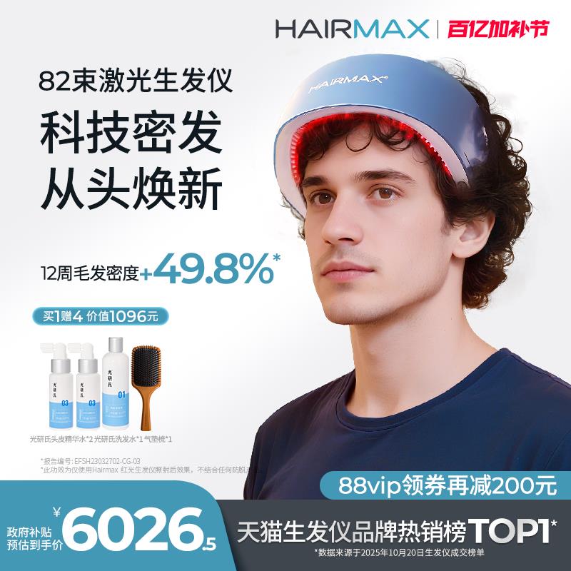 Hairmax 82光束红光生发仪 低能量LLLT生发头盔 3-5级落发适用