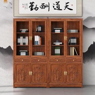 置物架简约中式 组合家具全实木书橱书柜新中式 储物柜展示柜博古架