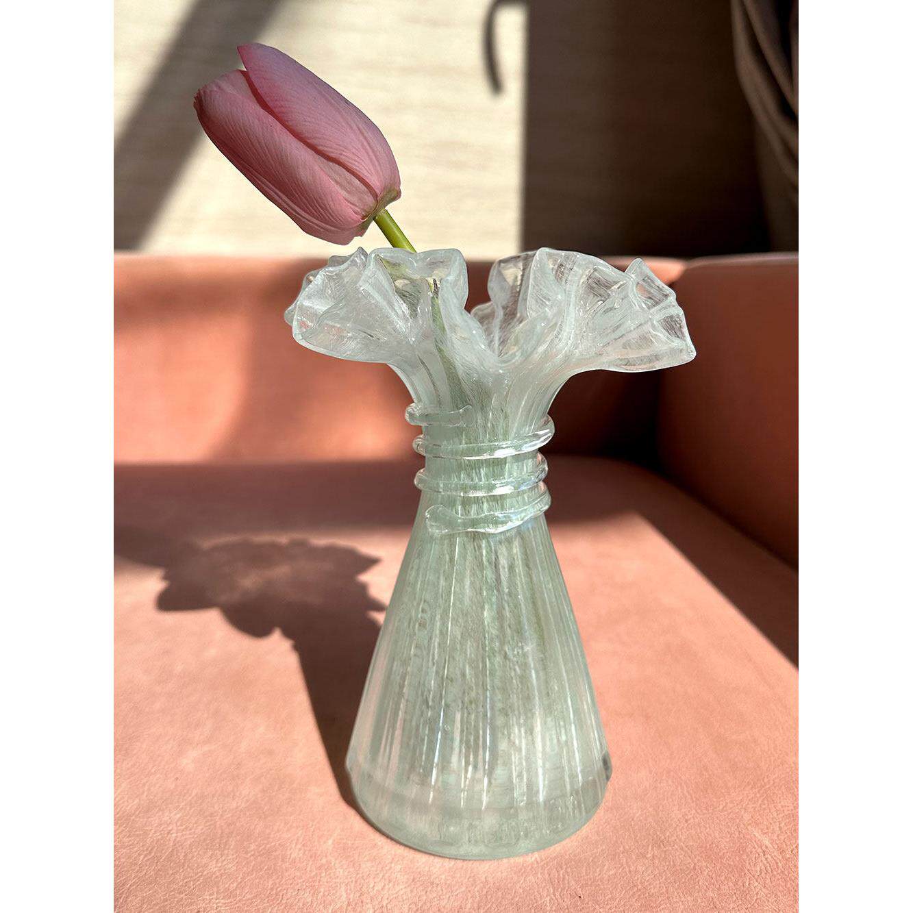 艺术复古芬顿粉色花瓶琉璃小号插花器法式高颜值装饰客厅软装摆件
