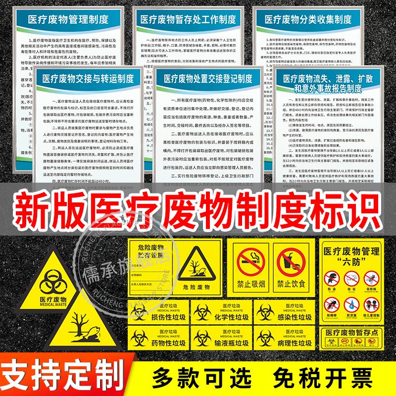 新版医疗废物管理制度牌上墙医疗垃圾标签贴医废暂存间暂存处国标