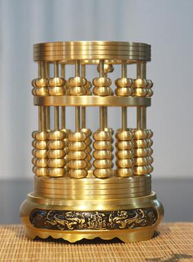 采购产品黄铜算盘笔筒纯铜中国装饰品办公桌面创意礼品铜艺术家居