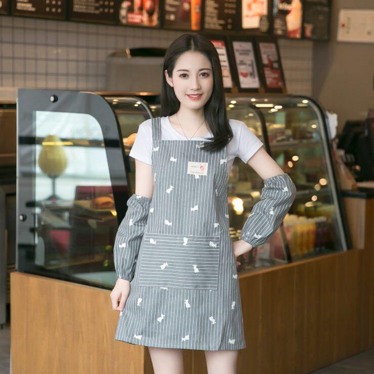 情侣厨房腰围韩版女夏口袋大围裙男女做饭时尚背带家用围裙套装
