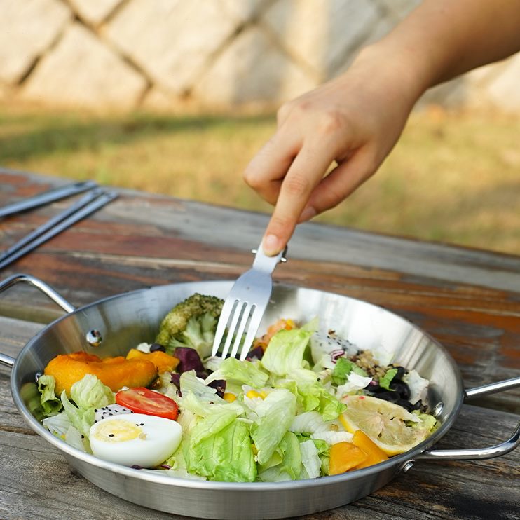 自驾N家用件套A汤盆OBN露营不锈钢烧烤子便携碗碟套装户外18A餐盘