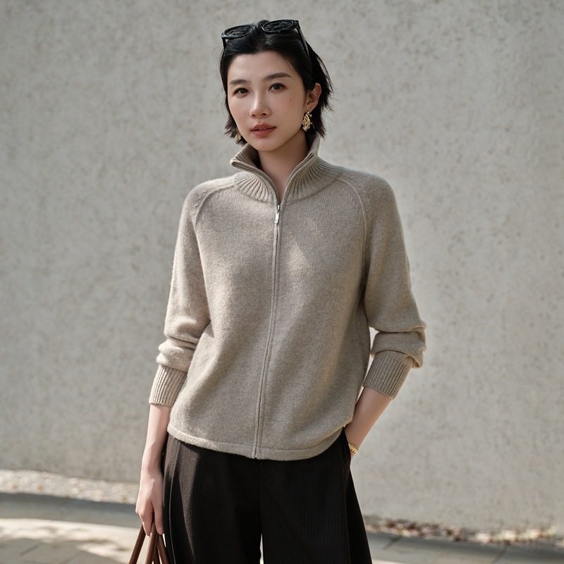 100%山羊绒拉链开衫女高领插肩袖加厚款纯色针织外套上衣,女装/女士精品,羊绒衫,淘宝优惠券,粉丝福利购,淘宝优惠卷