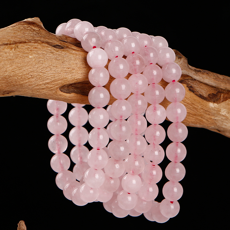 工厂清货天然粉水晶手链女款手串芙蓉石单圈招桃花脱单饰品闺蜜礼