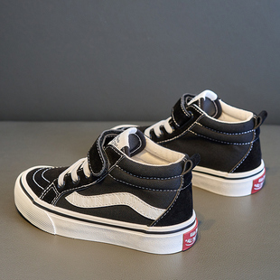 儿童帆布鞋高帮男童鞋2025春秋款女童板鞋百搭休闲鞋小童鞋子布鞋