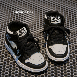 夜光款儿童黑白熊猫运动鞋2025新款秋冬男童鞋子加绒女童鞋二棉鞋