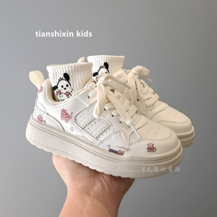 女童鞋子春秋2025新款儿童板鞋卡通小白鞋女童休闲百搭学生鞋透气