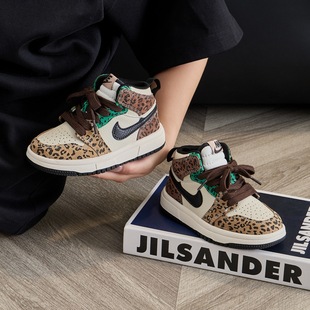 豹纹儿童运动鞋秋冬加绒2025新款女童高帮板鞋男童二棉鞋中大童潮