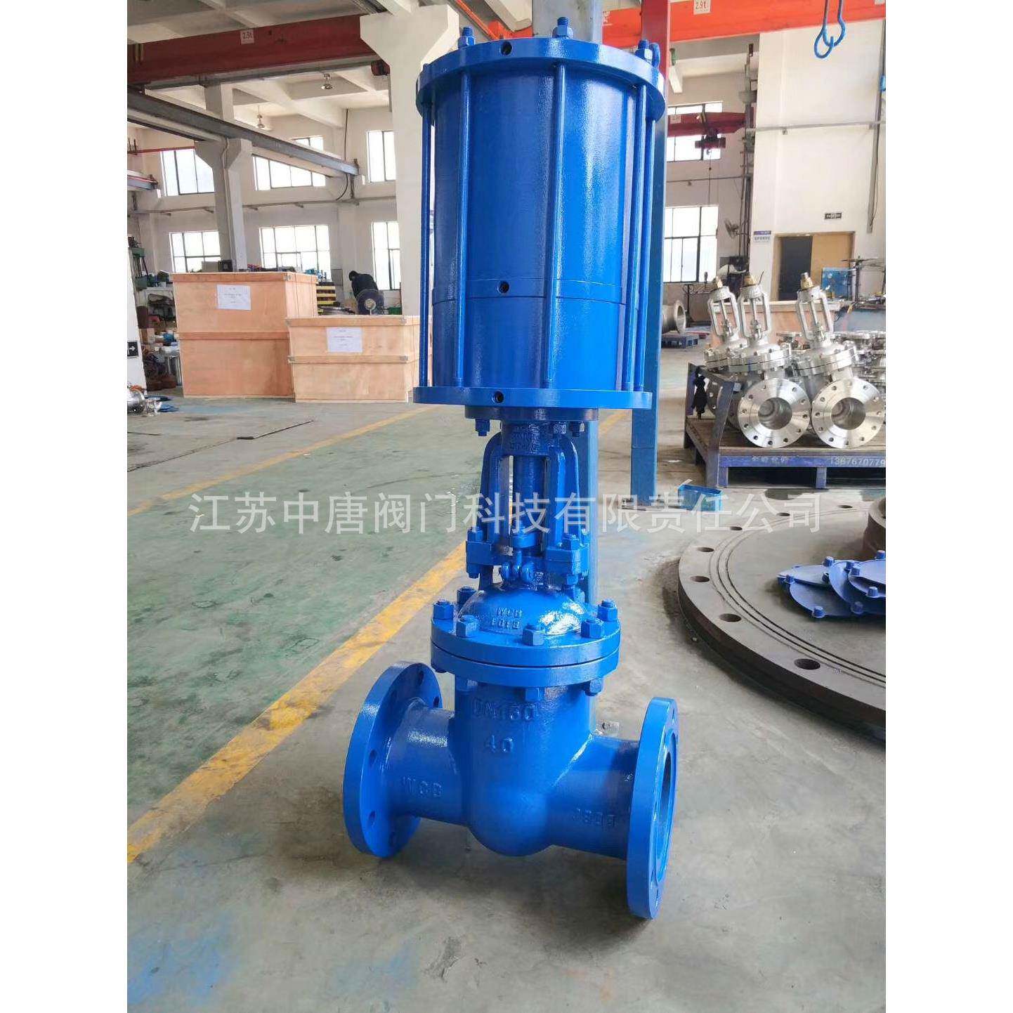 Z641H-40C气动明杆铸钢法兰闸阀 单双作用气缸闸阀 气动蒸汽闸阀