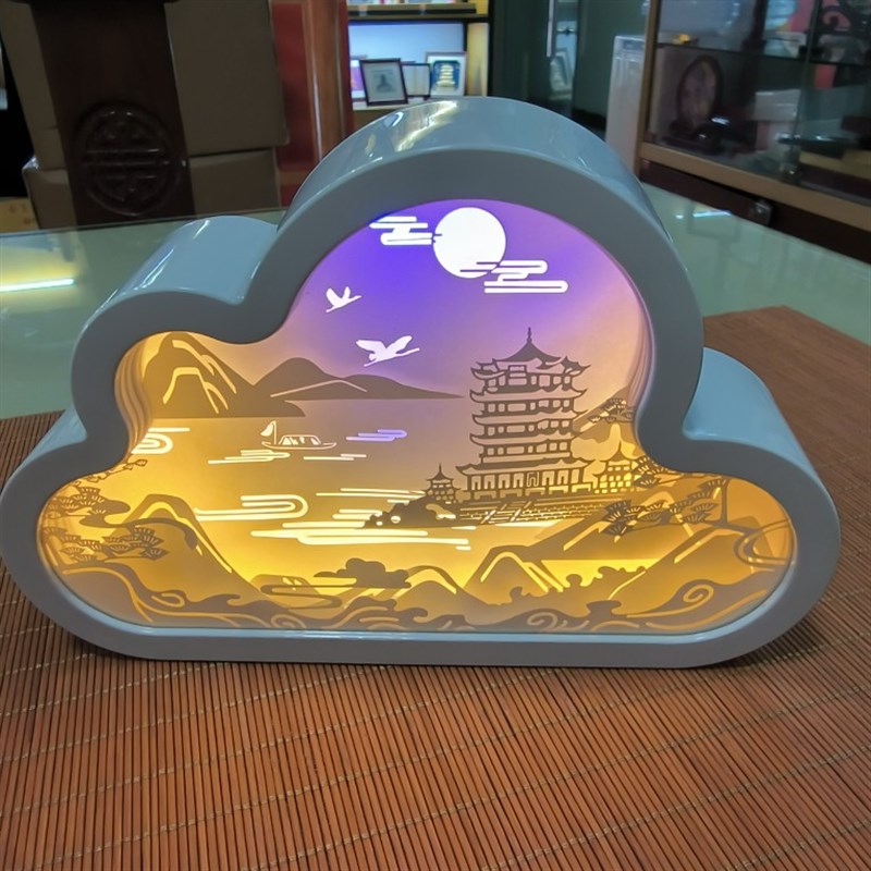 武汉特色礼物黄鹤楼云朵创意纸雕灯文创商务旅游纪念品送朋友礼物