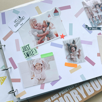 memobox儿童成长相册diy配件二折页宝宝相册本diy配件