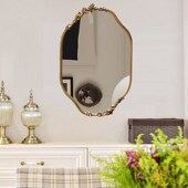 雕花卫生间浴室梳妆镜 饰镜欧式 法式 复古轻奢壁炉壁挂镜客厅卧室装