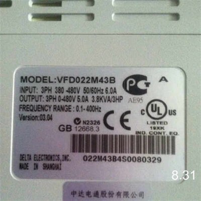 旧*台达变频器VFD022M43B VFD-M/380V/2.2KW (原装 )询价