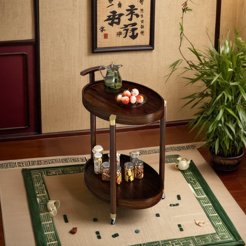 移动边几客厅沙发边柜茶台麻将桌小茶几棋牌室茶水架中式双层角几