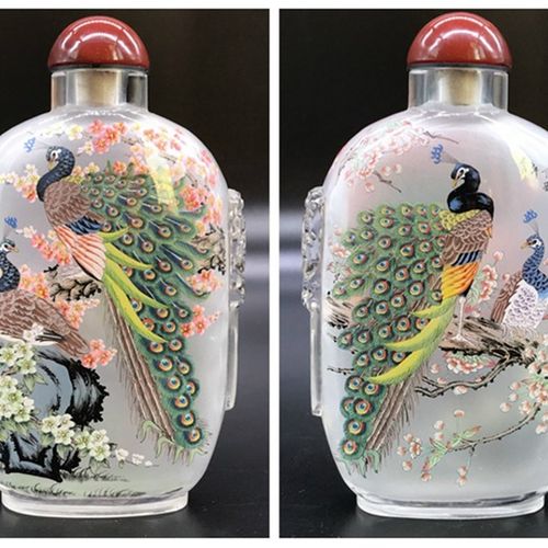 诚信内画鼻烟壶水晶雕刻兽头纯手绘收藏家居摆件商务手工工艺礼品