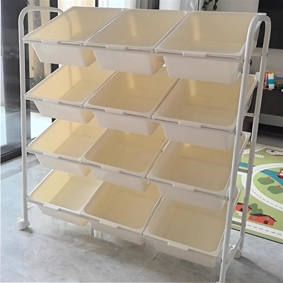 儿童玩具收纳层架抽屉大容量可移动宝宝推车收纳柜柜子多层收纳柜