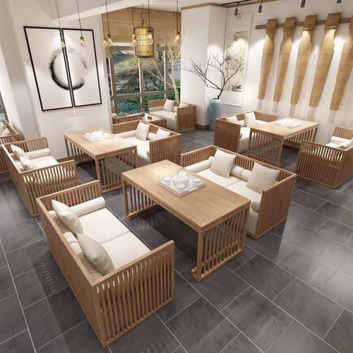 中式仿实木铁艺沙发售楼处会所西餐厅酒吧茶楼室专用卡座桌椅热卖