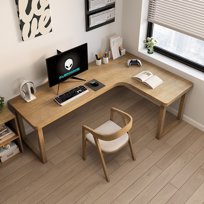 实木拐角书桌转角书桌转角桌L型书桌台式电脑办公桌墙角写字书桌
