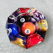 大气奢华礼品 潮流时尚 玻璃烟灰缸办公书房装 饰台球摆件个性