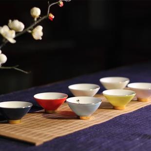 家用礼品杯子茶具 西泠印社集团景德镇白瓷斗笠杯社长印章茶杯套装
