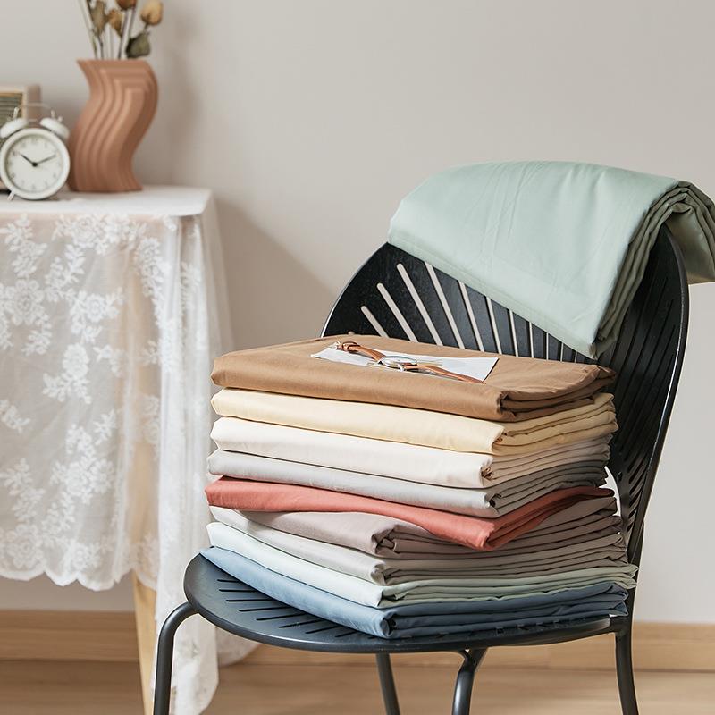 秋冬加厚全棉100支长绒棉磨毛床单单件简约纯色单双人床笠床罩1.8