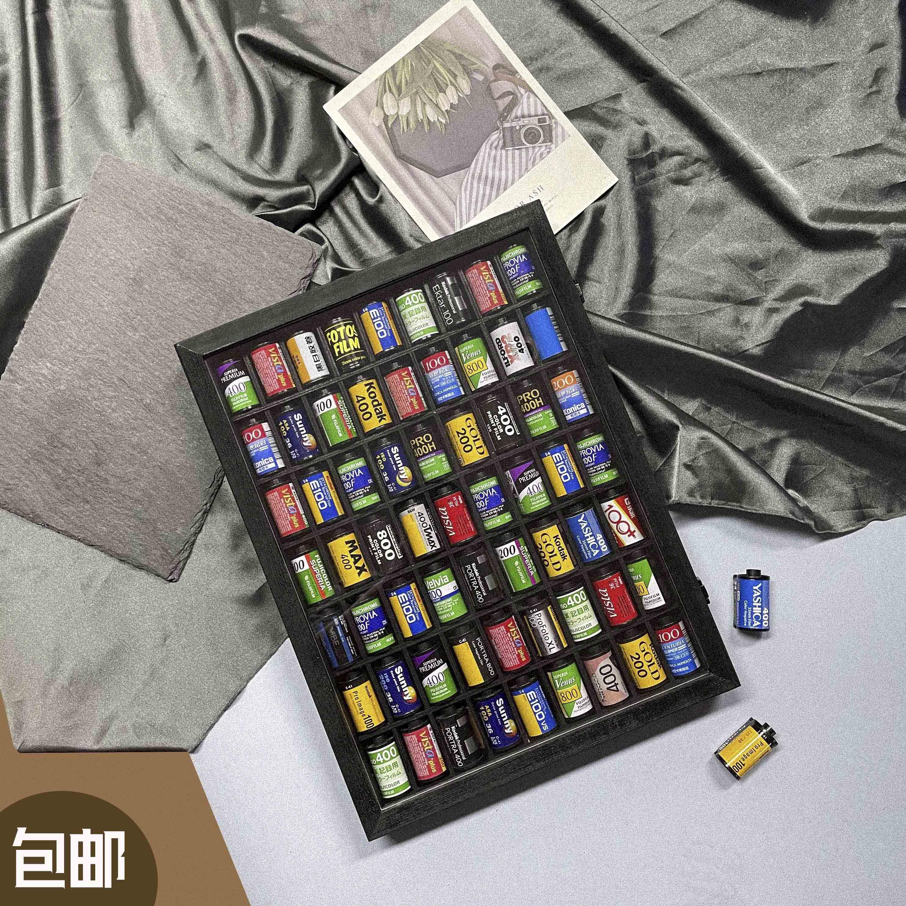135胶卷暗盒,胶卷收藏展示,摄影爱好者,胡桃木展示盒,原木款展示