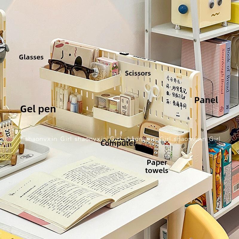 桌面洞洞板置物架可伸缩简易书架办公桌宿舍卧室书桌双层整理收纳