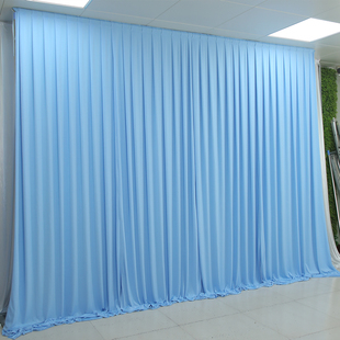婚庆背景纱幔婚礼布幔表演区舞台背景布浅蓝色幕布弹力布帷幔装饰