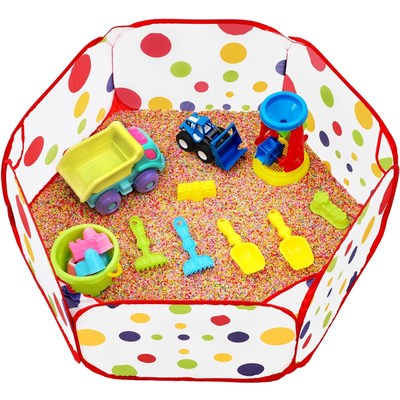 儿童彩沙石玩具沙池宝宝玩沙子挖沙套装小孩家用室内沙滩池围栏