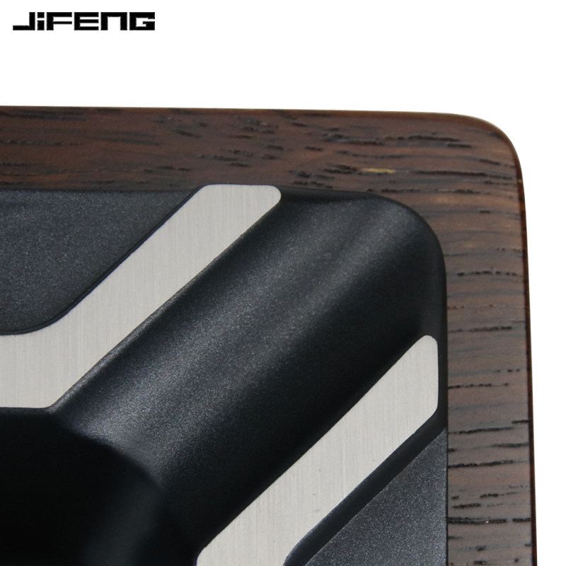 雪茄烟灰缸钛金属四槽雪茄烟灰缸实木烟灰缸复古创意个性大号简约