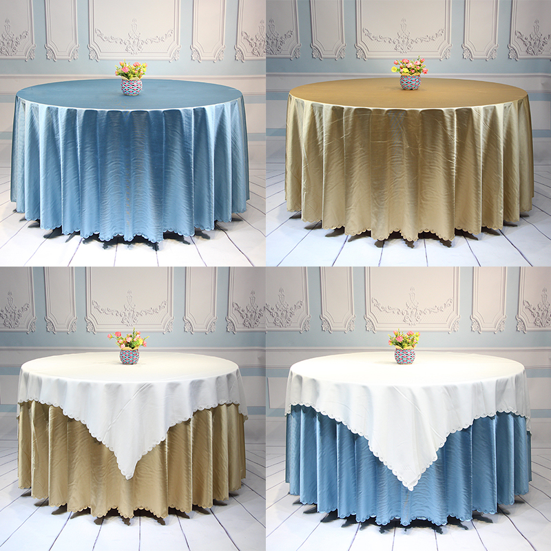 简约现代餐厅宴会饭店圆桌餐布酒店桌餐桌布布艺台布圆形锻面桌布
