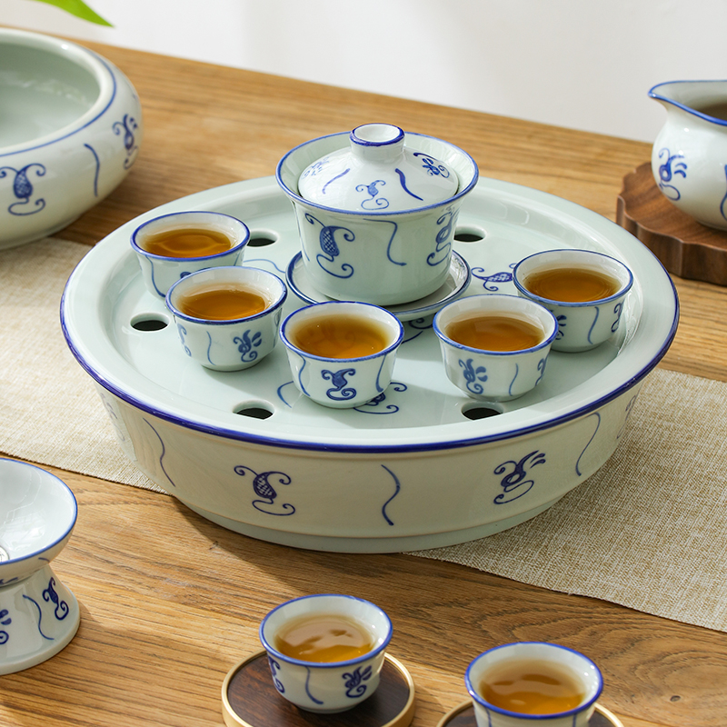 复古青花潮汕功夫茶具套装
