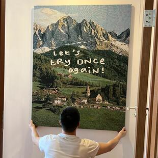 网红挂毯布艺挂画自然风景入户玄关装饰画大尺寸客厅走廊过道壁画