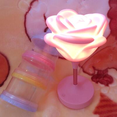 创意浪漫玫瑰花温馨小夜灯usb充电式led起床婴儿哺乳触摸卧室睡眠