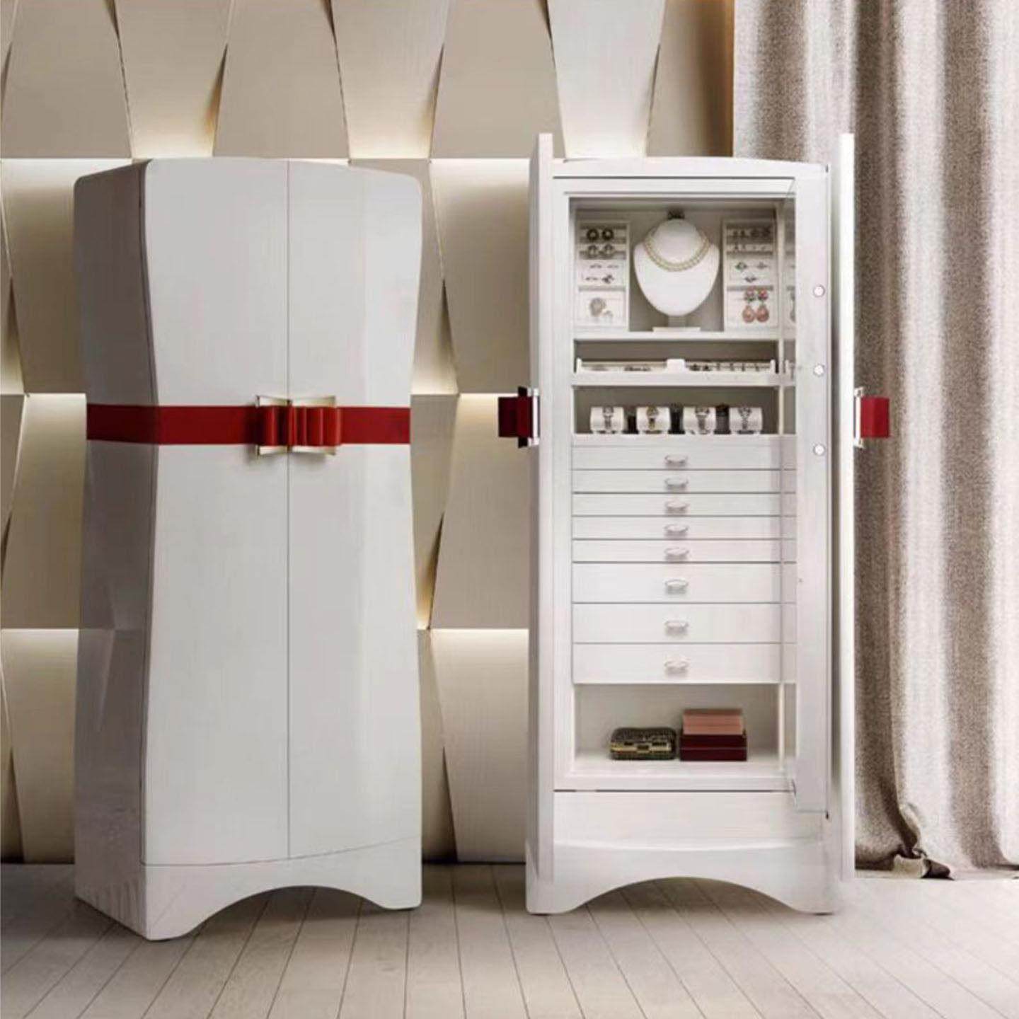 意式轻奢实木首饰柜家用设计师款保险柜别墅客厅高端珠宝柜收纳柜,住宅家具,落地首饰柜,淘宝优惠券,粉丝福利购,淘宝优惠卷